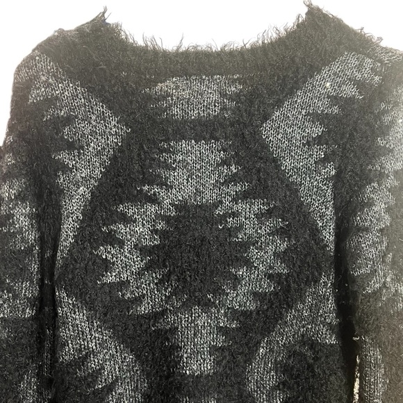 NEVADA Vintage Geometric Wool Blend Sweater Ribbed Black Knit Pullover Sequins - Picture 4 of 10